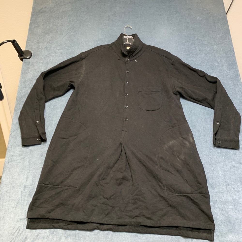 RTH Tunic Shirt Mens XL Black Long Sleeve Chest Pockets Collared High Low Hem